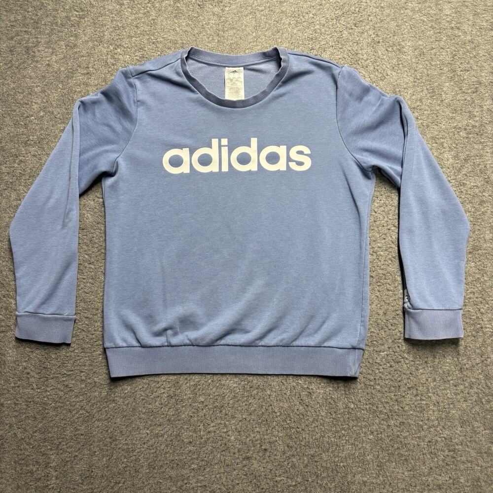 Adidas Sweatshirt Youth Large 16-18 Blue Long Sleeve Logo